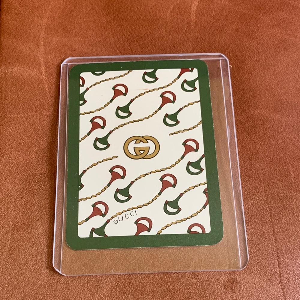 Authentic Gucci Green and Gold Patterned Card